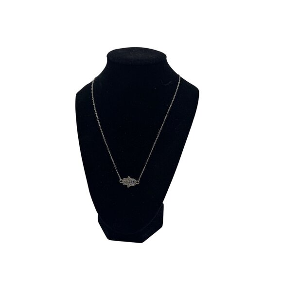 Hamsa Hand Evil Eye Crystal Pendant Necklace Chain Adjustable - Picture 2 of 3